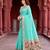 Sangam prints aqua green cotton blend woven work traditional saree