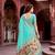 Sangam prints aqua green cotton blend woven work traditional saree