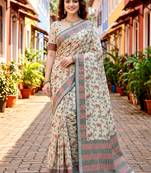 Sangam prints purple cotton blend woven work traditional saree