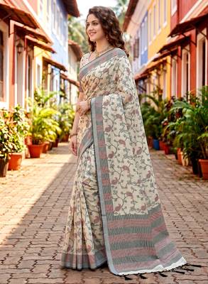 Sangam prints purple cotton blend woven work traditional saree 2