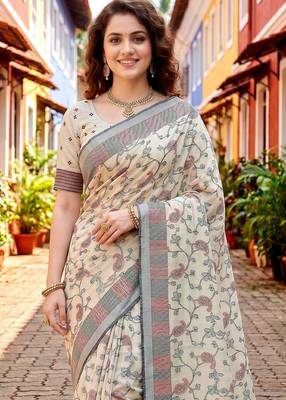 Sangam prints purple cotton blend woven work traditional saree 3