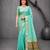 Sangam prints mint green cotton blend woven work traditional saree