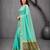 Sangam prints mint green cotton blend woven work traditional saree
