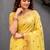 Sangam prints yellow cotton blend woven work traditional saree