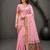 Sangam prints pink cotton blend woven work traditional saree