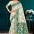 Sangam prints dark green cotton blend woven work traditional saree
