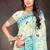 Sangam prints sea green cotton blend woven work traditional saree