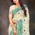 Sangam prints mint green cotton blend woven work traditional saree
