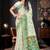 Sangam prints dark green cotton blend woven work traditional saree
