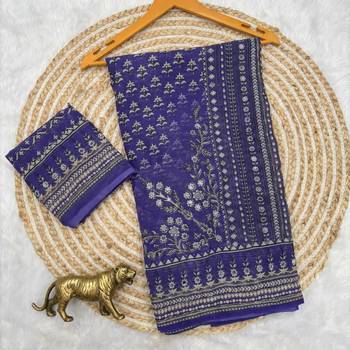 Purple Color Prints And  real mirror work georgette Saree 3