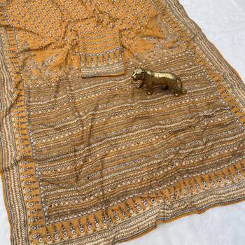 Yellow Color Prints And  real mirror work georgette Saree 3