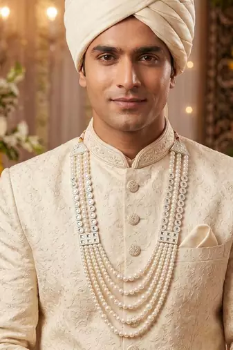Pearl-beaded dulha moti mala haar necklace