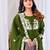 Olive green embroidered mul kurta palazzo dupatta set
