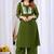 Olive green embroidered mul kurta palazzo dupatta set