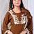 Brown embroidered mul kurta palazzo dupatta set