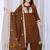 Brown embroidered mul kurta palazzo dupatta set