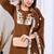 Brown embroidered mul kurta palazzo dupatta set