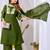 Olive green embroidered mul kurta palazzo dupatta set