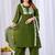 Olive green embroidered mul kurta palazzo dupatta set