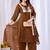 Brown embroidered mul kurta palazzo dupatta set