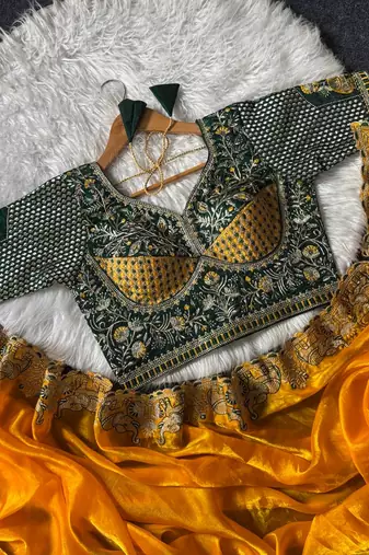 New Designer Soft Sartin With Beautiful Embroidery Work Women's Saree With Blouse Set 