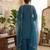 Blue roman silk embroidered straight kurta with palazzo & dupatta