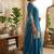 Blue roman silk embroidered straight kurta with palazzo & dupatta