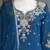 Blue roman silk embroidered straight kurta with palazzo & dupatta
