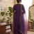 Wine roman silk embroidered straight kurta with palazzo & dupatta