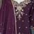 Wine roman silk embroidered straight kurta with palazzo & dupatta