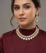 Gold-plated kundan choker necklace set with earrings for women