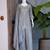 Grey vichitra embroidered wedding straight kurta with palazzo & dupatta