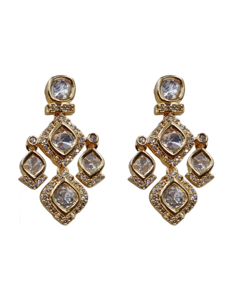 Gold-plated kundan choker necklace set with earrings for women