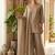 Beige vichitra embroidered wedding straight kurta with palazzo & dupatta