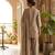 Beige vichitra embroidered wedding straight kurta with palazzo & dupatta