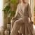 Beige vichitra embroidered wedding straight kurta with palazzo & dupatta