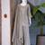 Beige vichitra embroidered wedding straight kurta with palazzo & dupatta