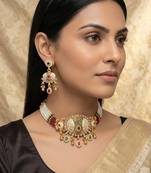 Traditional kundan meenakari choker jewelry set for women