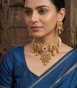 Traditional kundan meenakari choker jewelry set for women