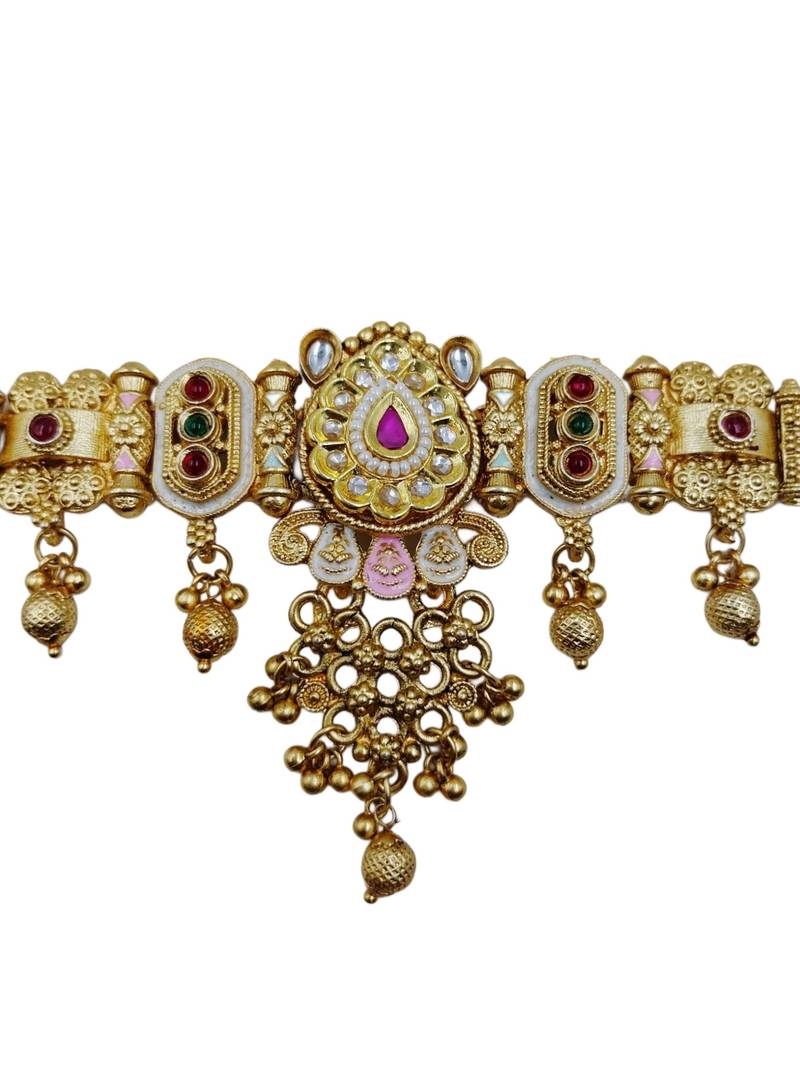 Traditional kundan meenakari choker jewelry set for women