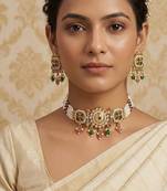 Traditional kundan meenakari choker jewelry set for women