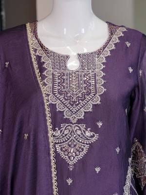 Premium rangoli crush with embroidered sequin work  palazzo suit 5