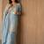 Skyblue silk blend embroidered sequin work wedding palazzo set