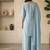 Skyblue silk blend embroidered sequin work wedding palazzo set
