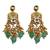 Traditional gold plated kundan and mint beaded 3-layer necklace jewellery set with earrings for women