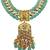 Traditional gold plated kundan and mint beaded 3-layer necklace jewellery set with earrings for women