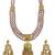 Traditional gold plated kundan and pink beaded 3-layer necklace jewellery set with earrings for women