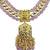 Traditional gold plated kundan and pink beaded 3-layer necklace jewellery set with earrings for women