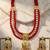 Traditional gold plated kundan and red beaded 3-layer necklace jewellery set with earrings for women