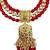 Traditional gold plated kundan and red beaded 3-layer necklace jewellery set with earrings for women